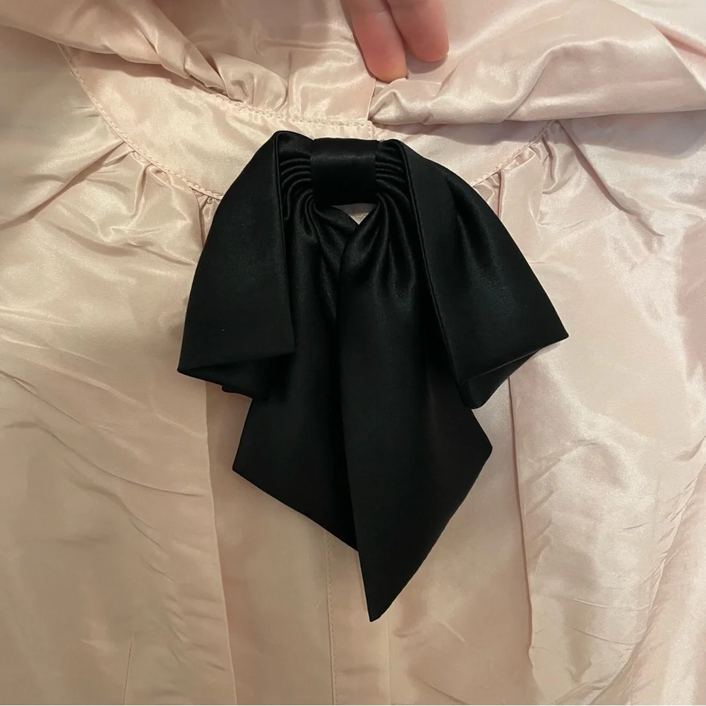 Lafayette 148 New York Silk Pink Sleeveless Blouse Ruffle Collar Bow Button Up - Picture 3 of 11